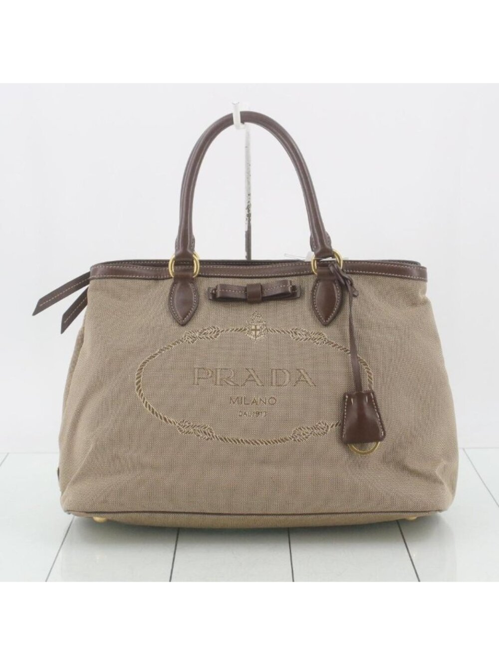 Prada Jacquard Canvas Tote Bag Logo 2-Way
